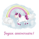 Licorne magique sous l'arc-en-ciel anniversaire